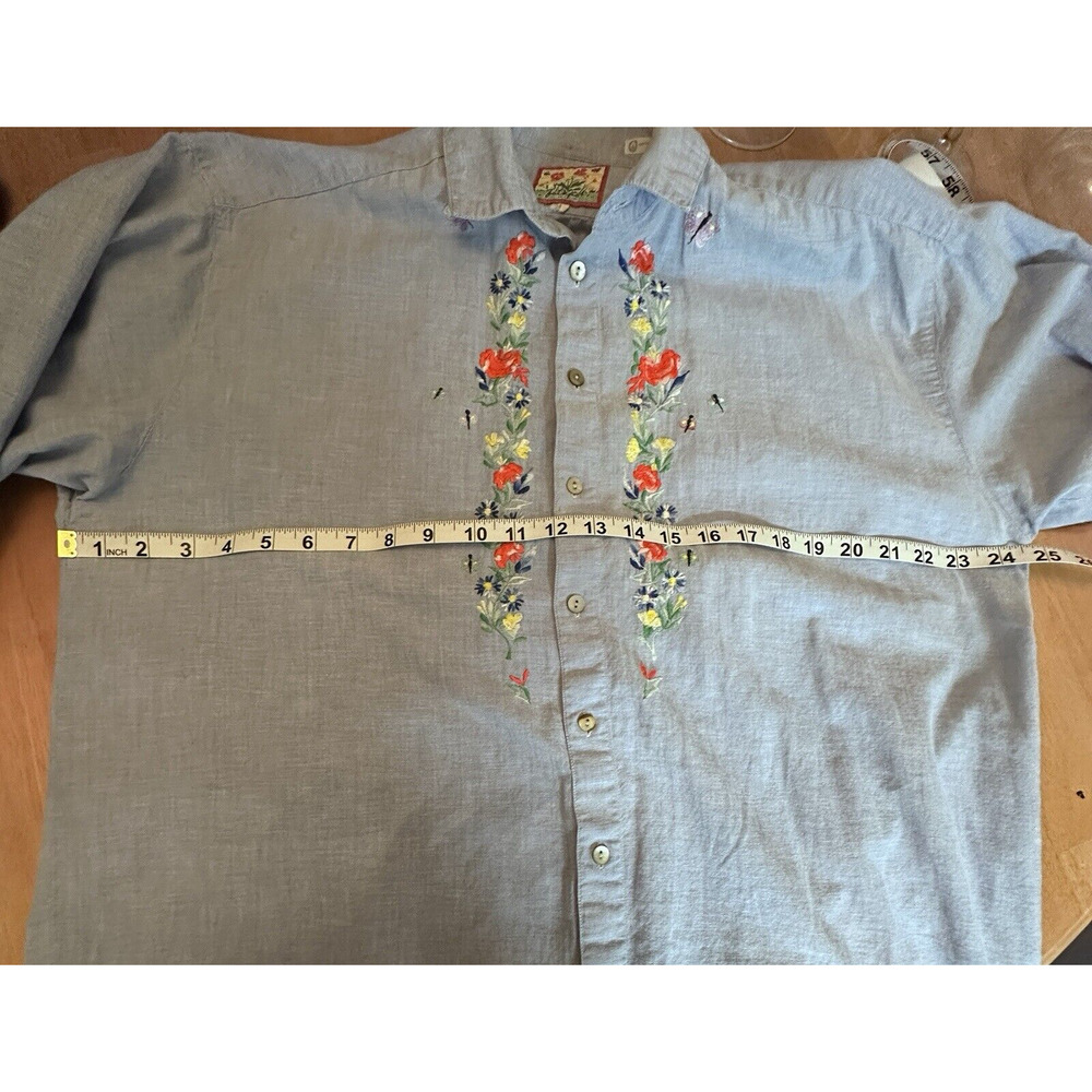 Jackpot Denim Button Down Shirt Women’s‎ Sz XL Long Sleeve Chambray Embroidered - Picture 5 of 10